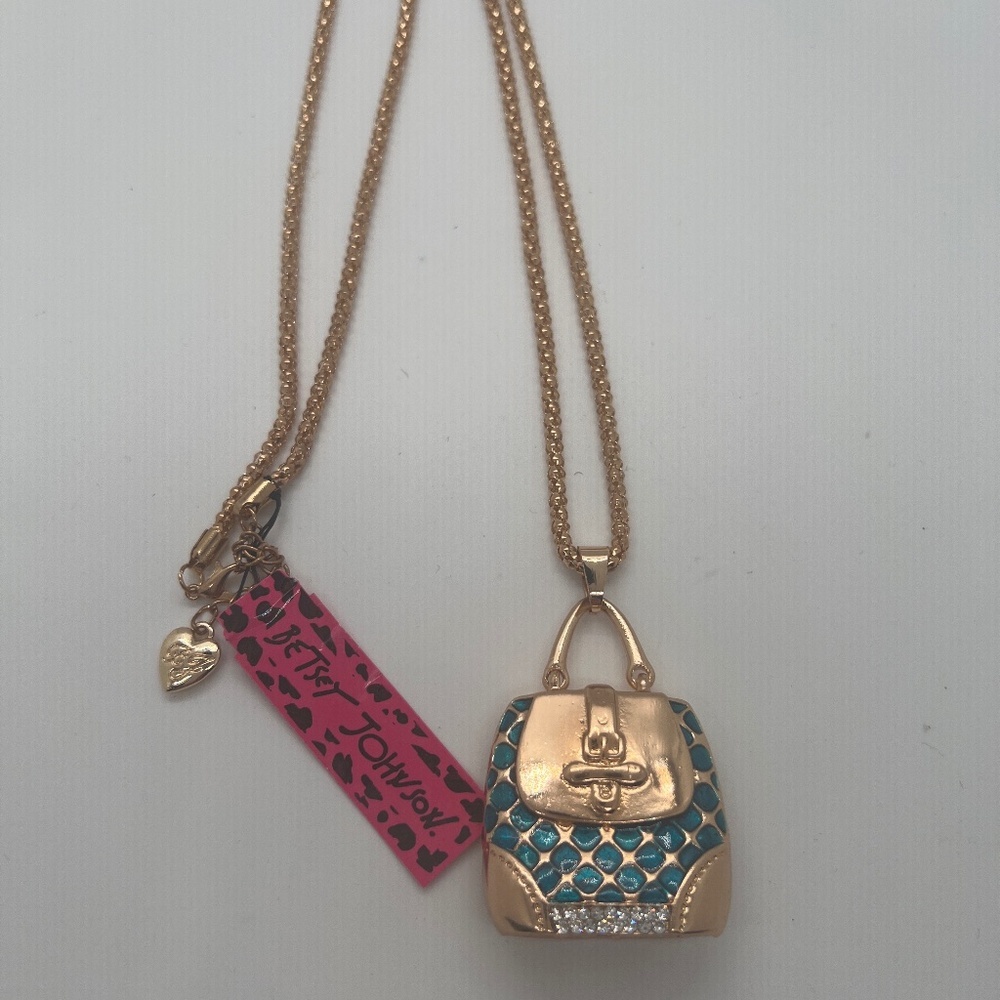 Turquoise Purse Necklace Betsey Johnson heart